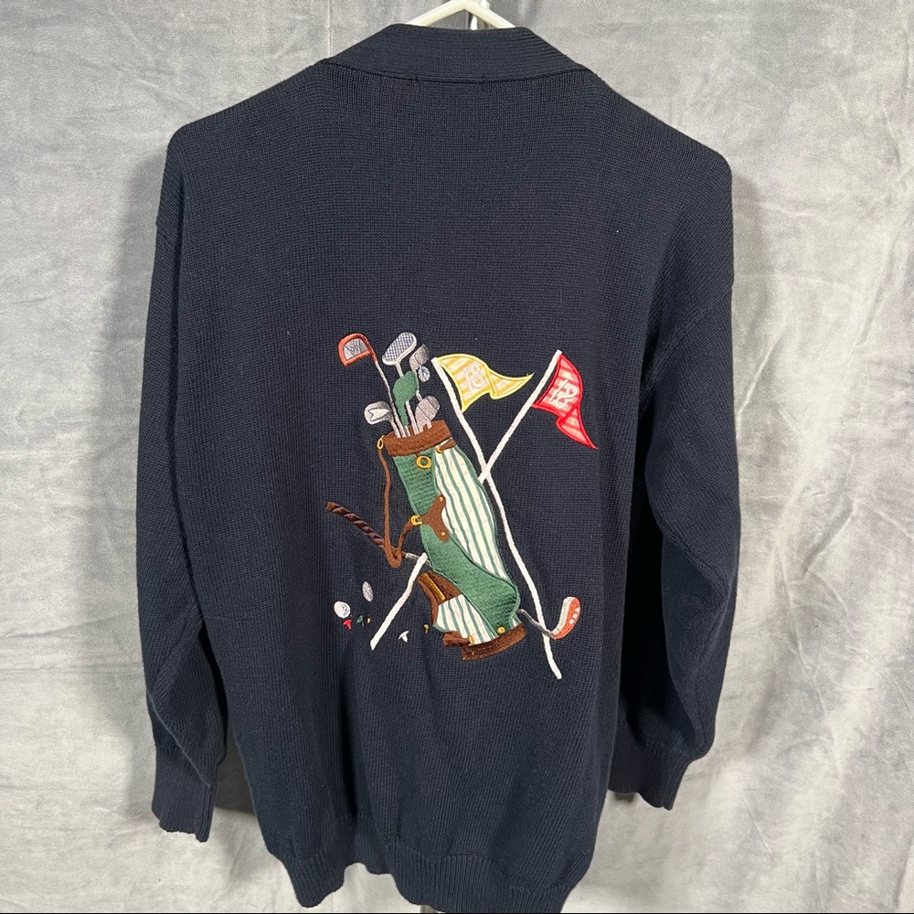BROOKS BROTHERS VTG 90s Ladies Sz Medium Embroidered Golf Oversized Cardigan